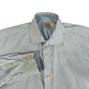 Ted Baker Endurance Shirt Mens 16.5 Classic Fit Blue Striped Long Sleeve